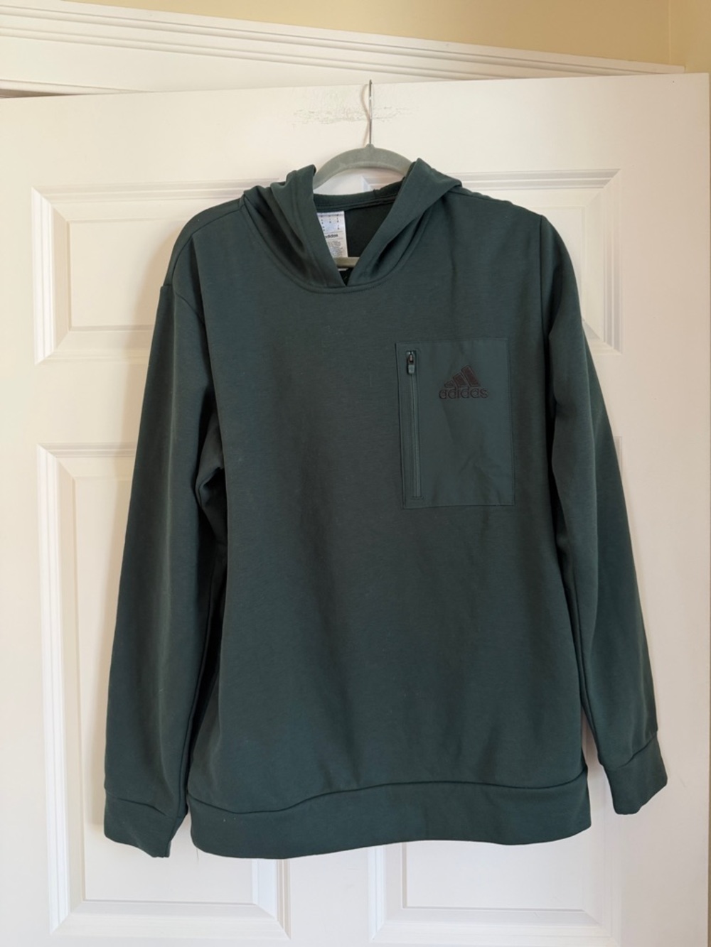 Adidas Pocket Zip Hoodie Mens Medium Dark Green Fleece Pullover JG8148 NWT